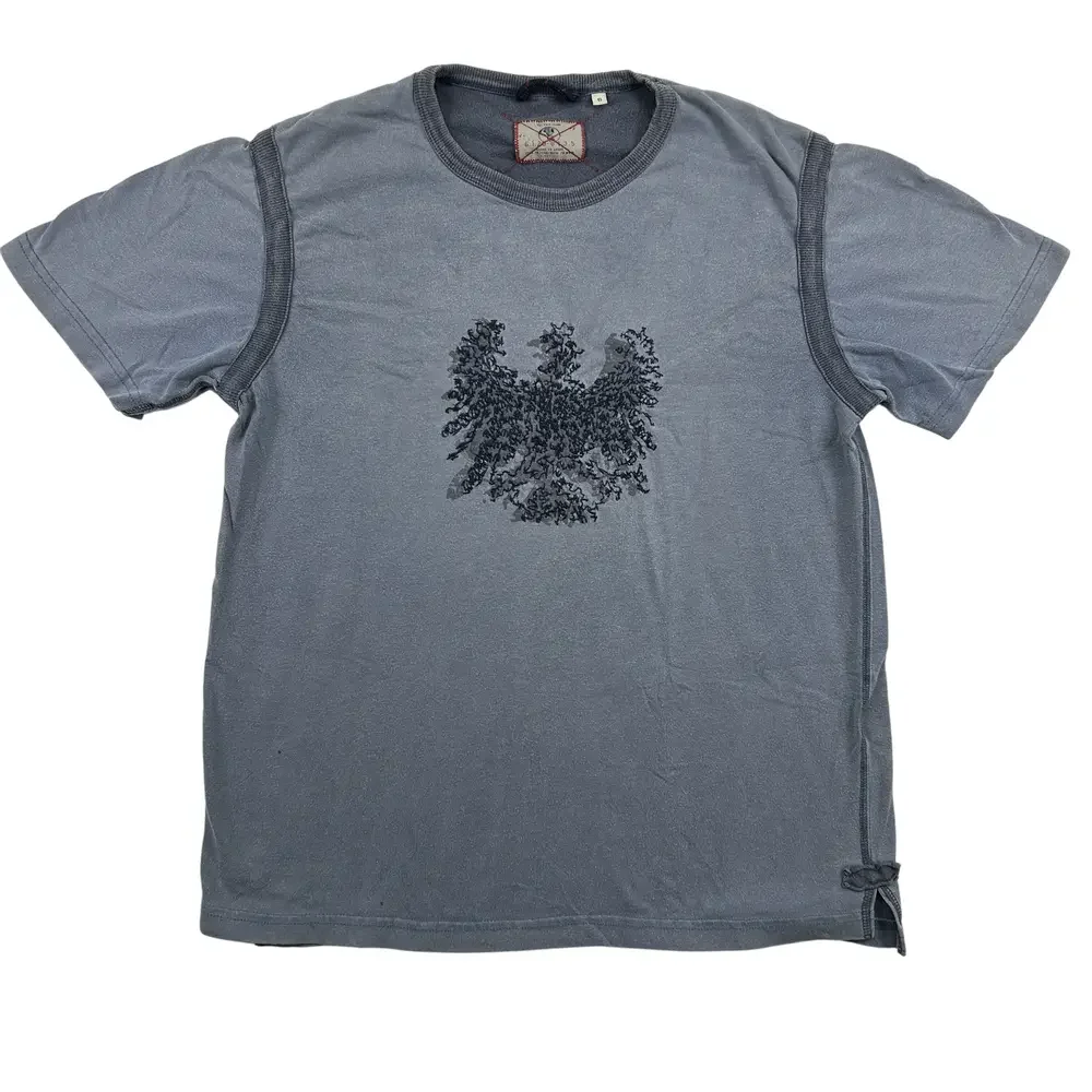 Giorgio T-Shirt Mens Small Gray Embroidered Graphic Eagle Crew Neck Italy